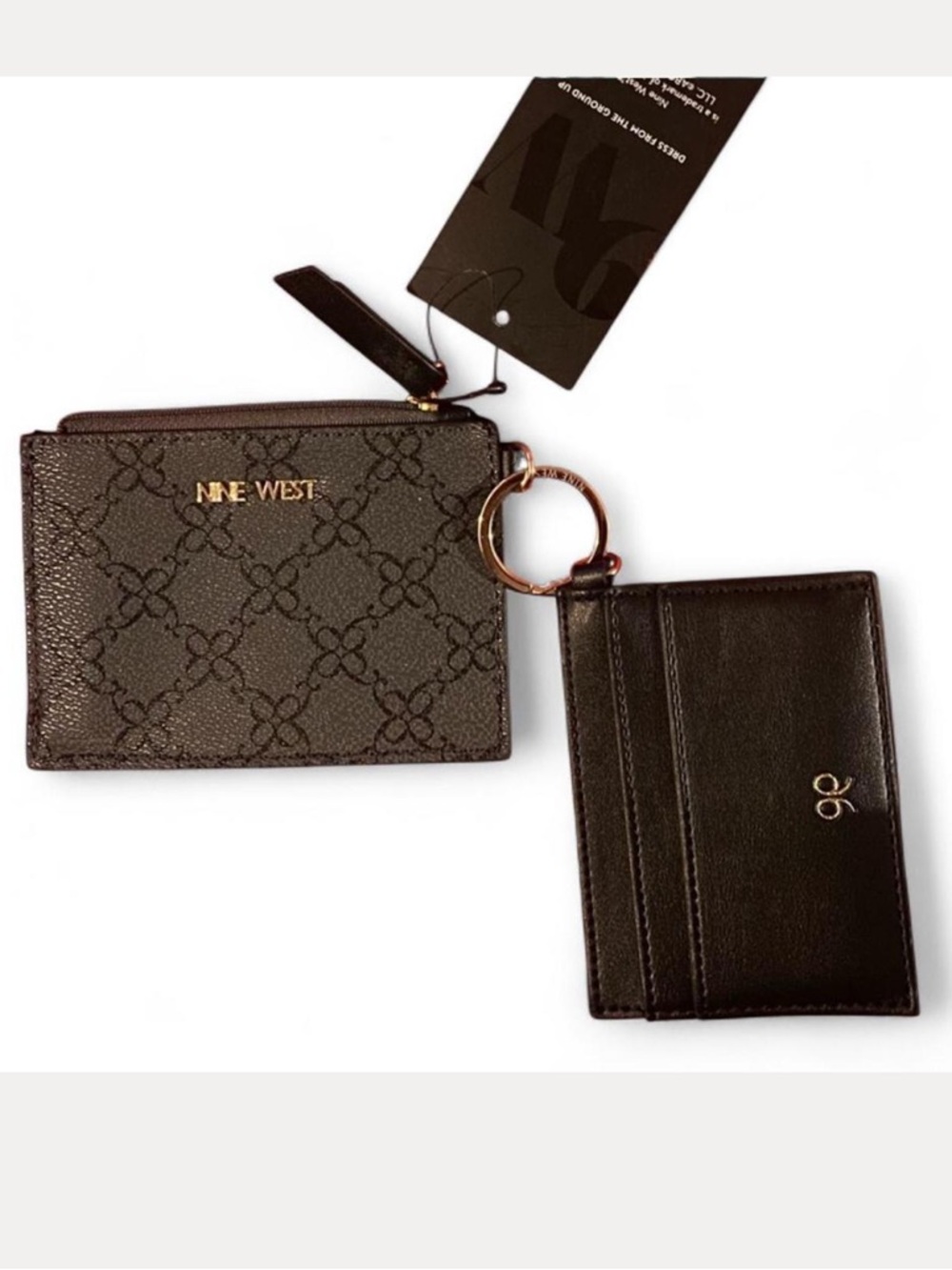 Nine West Black wallet Gold Keychain & Card Holder Set